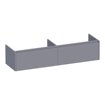 BRAUER Embrace meuble sous-lavabo - 159.8x35x45.5cm - 2 tiroirs à fermeture douce - sans poignées - 2 découpes pour siphon - gris mat