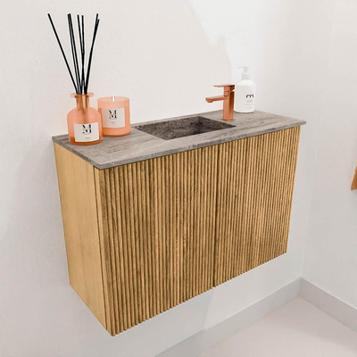 Mondiaz JOYA-DLUX 60cm toiletmeubel - kleur Oak - Wastafel FAYE positie Midden 1 kraangat kleur Oza.