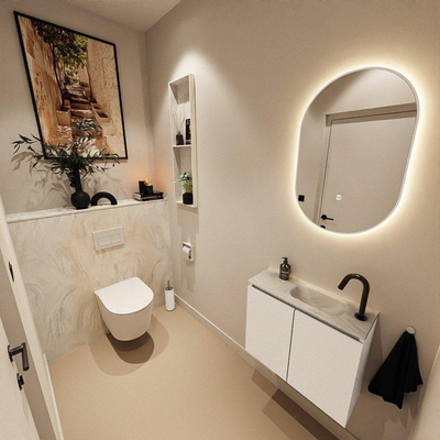 MONDIAZ TURE-DLUX Meuble de toilette 60 cm Talc. Lavabo EDEN Ostra position droite. Avec 1 trou de robinet.