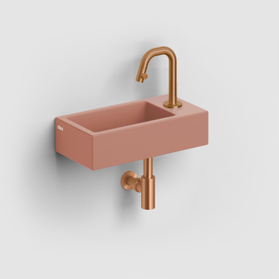 Clou Flush 3 fontein 36x18cm met kraangat rechts mat roze keramiek