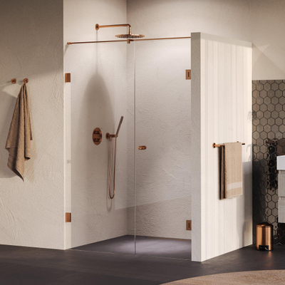 BRAUER Void Carving Porte de niche - 2 pièces - 130x200cm - porte battante murale 60cm - revêtement verre - réversible - verre clair - cuivre brossé PVD