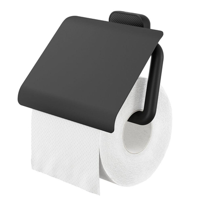 Tiger Carv Toiletrolhouder - met klep - zwart