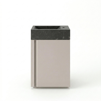 Saniclass Chaci Toiletmeubelset - 40x65cm - 1 deur - 1 kraangat - rechts - fontein natuursteen donker - mat cotton (beige)