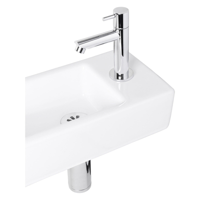 Differnz Helios pack lave-mains – 37,5 x 18,5 x 9,5 cm – céramique blanche – perçage à droite – robinet droit chromé