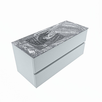 Mondiaz VICA-DLUX ensemble de meuble de salle de bain - 110cm - meuble sous-vasque argile - 2 tiroirs - lavabo encastrée nuage gauche - sans trous de robinet - version haute 60cm - lave