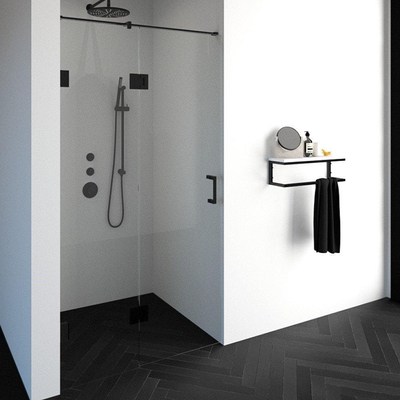 BRAUER Crée porte de douche 110x200cm 2 pièces sans profilé avec anti-calcaire et verre de sécurité 8mm noir mat