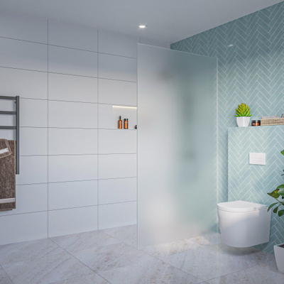 Fortifura Galeria Inloopdouche - glas - 110x200cm - 8mm - nano - blind - inbouw profiel - mat glas (helder)