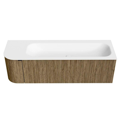 Mondiaz KURVE Ensemble meuble de salle de bains - 145x46x40cm - 1 tiroir - 1 porte - lavabo solid surface - droit - sans trou de robinet - Dusk