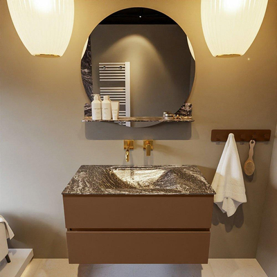 Mondiaz VICA-DLUX Ensemble de meuble de salle de bain - 90cm - meuble sous-vasque reposant - 2 tiroirs - lavabo encastrée cloud milieu - sans trous de robinet - version haute de 60cm - lave