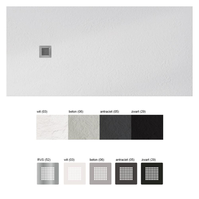 Xenz Soft douchevloer 100x100x3 incl. sealing tape, rvs square drain, mat zwart