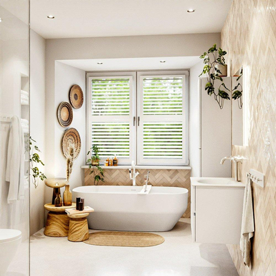MONDIAZ VICA meuble sous lavabo 60cm Talc 2 tiroirs. Lavabo MOON centre 1 trou de robinet, couleur Talc.