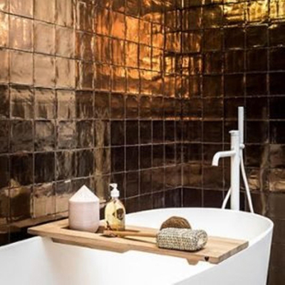 ÉCHANTILLON Par Goof Carreau mural Ancien Hollandais blanc doré Vintage Brillant Or