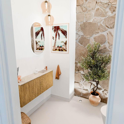 Mondiaz JOYA-DLUX 100cm meuble de toilette - couleur Oak - Vasque FAYE position Droite 1 trou de robinet couleur Frappe.