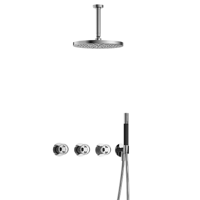 Hotbath Cobber @Work Regendoucheset - inbouw - 15cm plafondarm - 30cm ronde hoofddouche - staafhanddouche - chroom