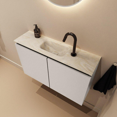 MONDIAZ TURE-DLUX 80cm toiletmeubel Linen. EDEN wastafel Ostra positie midden. Met 1 kraangat.