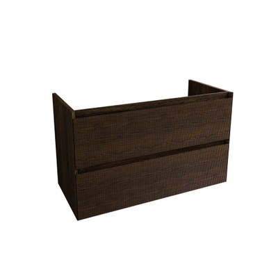 Saniclass Holz Atelier Meuble de salle de bain - 100x45x60cm - lavabo en céramique blanc - 1 vasque - sans trous de robinet - 2 tiroirs - Charcoal