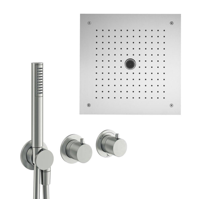 Crosswater MPRO Module ensemble de douche pluie encastré – douche de tête carrée 38 cm – douchette bâton 3 jets – inox brossé