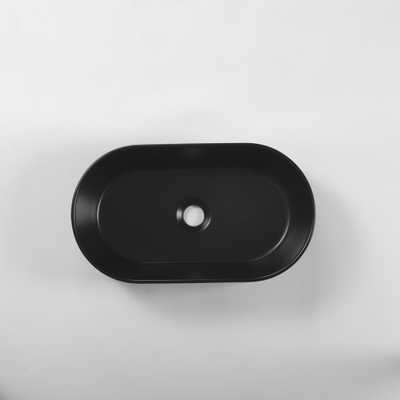 QeramiQ Dely Vasque à poser - 52x30x11.5cm - ovale - céramique - noir mat