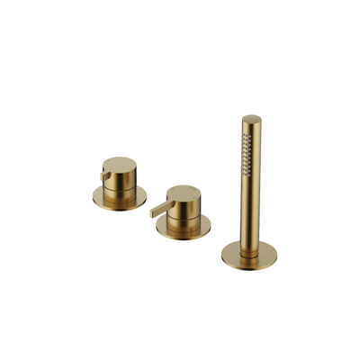 Hotbath Ace Badmengkraan - Badrandcombinatie - éénhendel - 2-weg omstel - handdouche - PVD - geborsteld messing (goud)