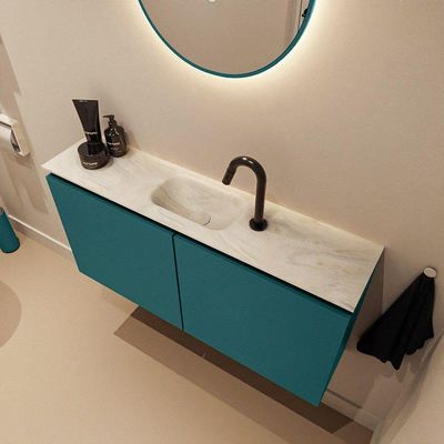 MONDIAZ TURE-DLUX 100cm toiletmeubel Smag. EDEN wastafel Ostra positie midden. Met 1 kraangat.