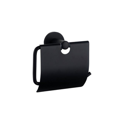 Fortifura Calvi ensemble d'accessoires pour toilettes - porte-rouleau - avec couvercle - poubelle à pédale - 5 litres - noir mat