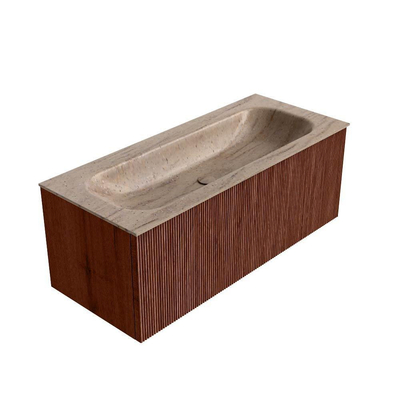 MONDIAZ KURVE-DLUX Meuble de salle de bains 110 cm couleur Ruby avec 1 tiroir et 0 porte. Lavabo BIG MEDIUM Central 1 trou de robinet Saba.