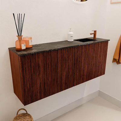 Mondiaz JOYA-DLUX 100cm toiletmeubel - kleur Ruby - Wastafel FAYE positie Rechts 1 kraangat kleur Lava.