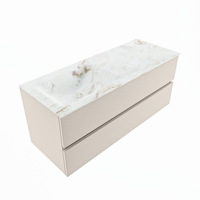 MONDIAZ VICA-DLUX Ensemble meuble de salle de bains - 120cm - meuble bas linen - 2 tiroirs - lavabo encastré cloud gauche - sans trous de robinet - version hauteur 60cm - frape