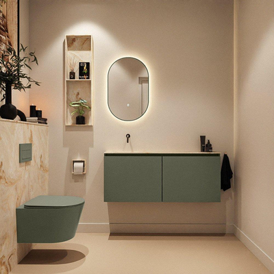 MONDIAZ TURE-DLUX Meuble toilette - 120cm - Army - EDEN - vasque Frappe - position gauche - sans trou de robinet