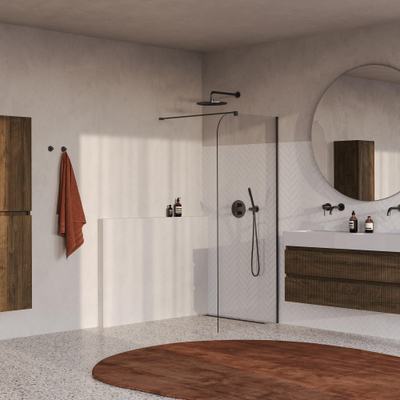 BRAUER Orion Paroi de douche à l'italienne - 100x200cm - verre transparent - traitement du verre - PVD - gunmetal brossé