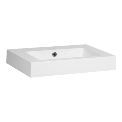 BRAUER Solar Thick lavabo 60x46x10cm - 1 vasque - 1 trou de robinet - marbre minéral - blanc satiné