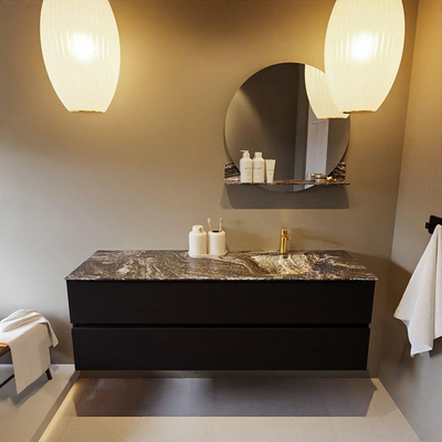 Mondiaz VICA-DLUX ensemble de meuble de salle de bain - 150cm - meuble sous-vasque urban - 2 tiroirs - lavabo encastré cloud droite - 1 trou de robinet - miroir modèle spot - version XL 60cm de haut - lave