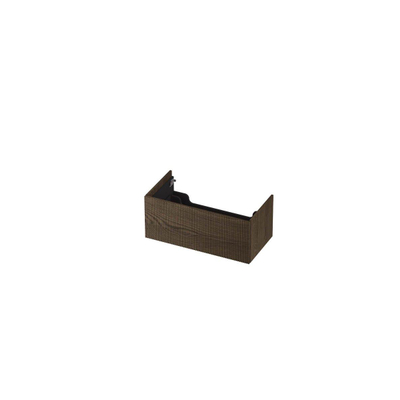 INK Wastafelonderkast - 90x45x37.6cm - 1 lade - push to open - verticaal gefreesd Eiken - Charcoal