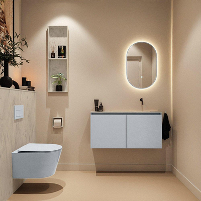 MONDIAZ TURE-DLUX 100cm toiletmeubel Clay. EDEN wastafel Opalo positie rechts. Zonder kraangat.