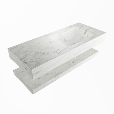 MONDIAZ ALAN - DLUX Badkamermeubelset - 110cm - planchet met vrijhangende wastafel - wasbak rechts - 0 kraangaten - Opalo