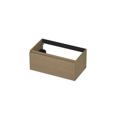 INK Wastafelonderkast - 80x45x35cm - 1 lade - greeploos - met houten keerlijst - MDF - olijf eiken
