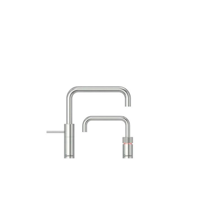 Quooker Nordic Square Twintaps kokendwaterkraan - draaibare uitloop - Combi reservoir - Warm / kokend water - RVS