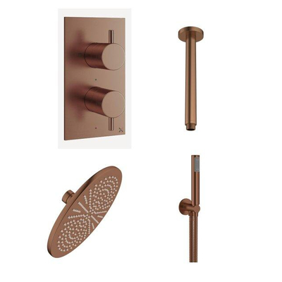 Crosswater MPRO Regendoucheset inbouw - 30cm hoofddouche - staafhanddouche - gecoat geborsteld brons