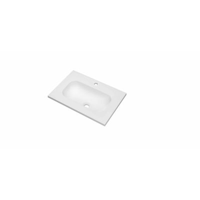 INK Reflekt wastafel - 60x40x1.5cm polystone centraal met 1 kraangat - mat wit