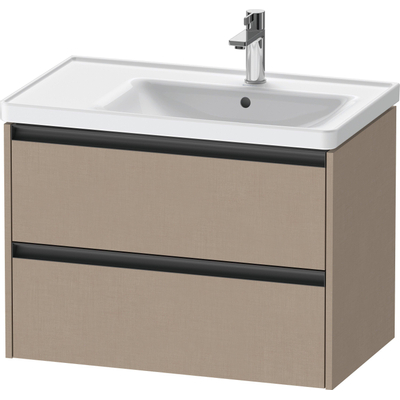 Duravit Ketho 2 meuble sous-vasque avec 2 tiroirs pour vasque à droite 78,4x45,5x54,9 cm avec poignées anthracite Linnen mat