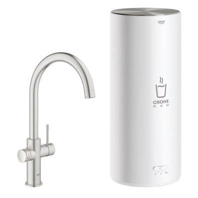 Grohe Red Keukenkraan - hoog - 3 in 1 - c uitloop - l size boiler - Brushed Supersteel (RVS)