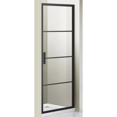 FugaFlow Efficiente Vetro Porte de douche - 90x200cm - cadre lignes extérieur - anti-calcaire - noir mat