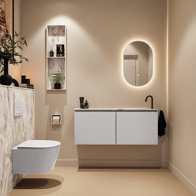 MONDIAZ TURE-DLUX Meuble toilette - 120cm - Cale - EDEN - vasque Glace - position droite - 1 trou de robinet