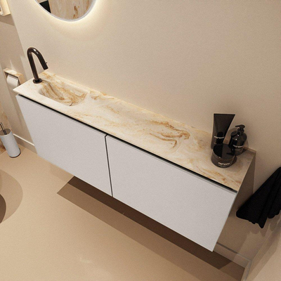 MONDIAZ TURE-DLUX 120cm toiletmeubel Linen. EDEN wastafel Frappe positie links. Met 1 kraangat.