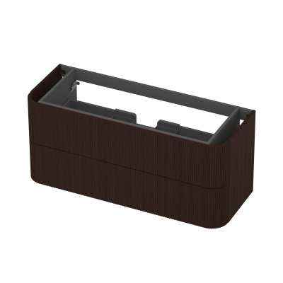 INK Concept R Wastafelonderkast - 120x45x52cm - 2 lades - opliggende grepen - gefreesd - afgeronde hoeken - MDF - dark veneer