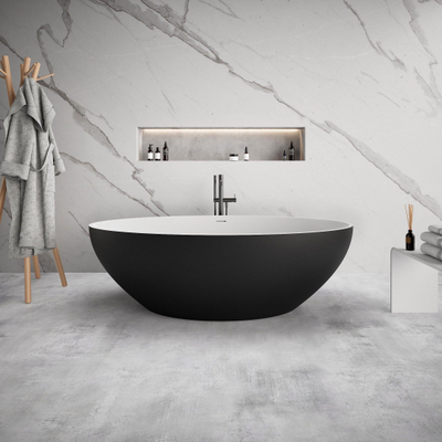 Ideavit Solidellipse Vrijstaand bad - 180x88x55cm - Solid surface - Ovaal - Mat Zwart