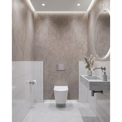 QeramiQ Dely Toiletset - inbouwreservoir Qeramiq Flush - slim zitting - metaal RVS bedieningsplaat - ronde knoppen - glans wit