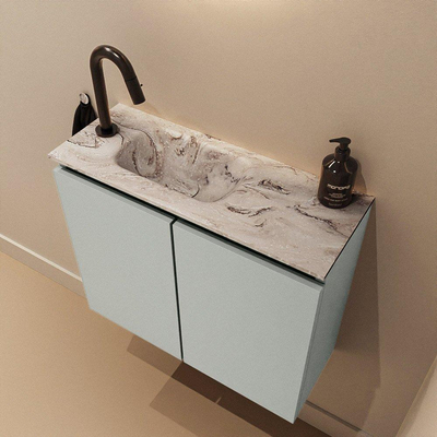 MONDIAZ TURE-DLUX 60cm toiletmeubel Greey. EDEN wastafel Glace positie links. Met 1 kraangat.