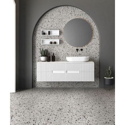 EnergieKer Medley - Carrelage Terrazzo et mural - 60x60cm - rectifié - Blanc mat