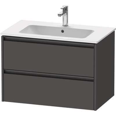 Duravit Ketho.2 Wastafelonderbouwkast - met 2 laden - 81x48x55cm - met grepen antraciet - grafiet mat
